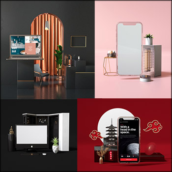 8款苹果手机IPAD/笔记本电脑显示屏内容展示智能样机蚂蚁图库精选PSD模板