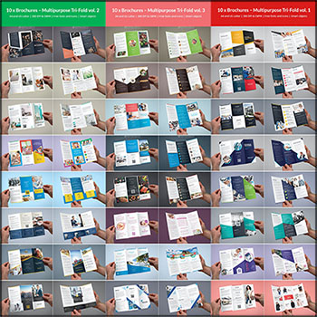 30款简约专业的三折页小册子蚂蚁图库精选PSD分层模板