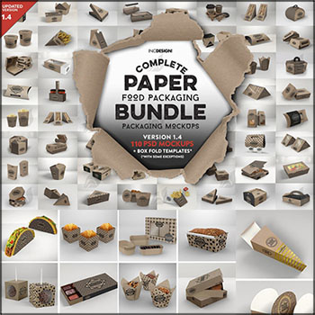 110款快餐外卖食品包装盒披萨汉堡全家桶PSD样机模型