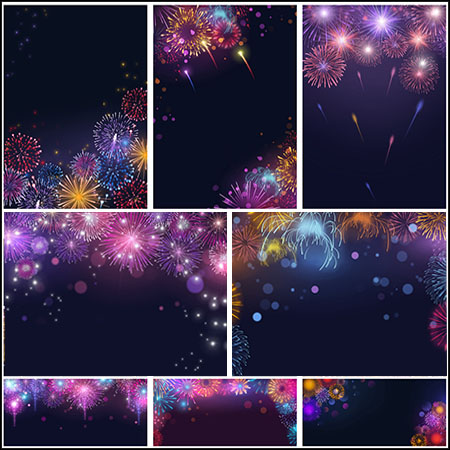 36款喜庆节日新年春节海报绽放的烟花背景PSD素材