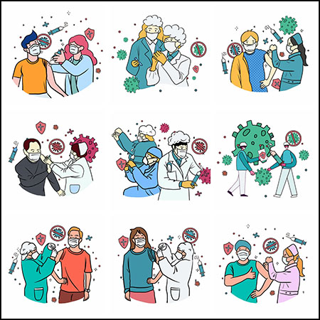 25款新冠病毒疫苗注射打针宣传海报插图蚂蚁图库精选PSD分层模板