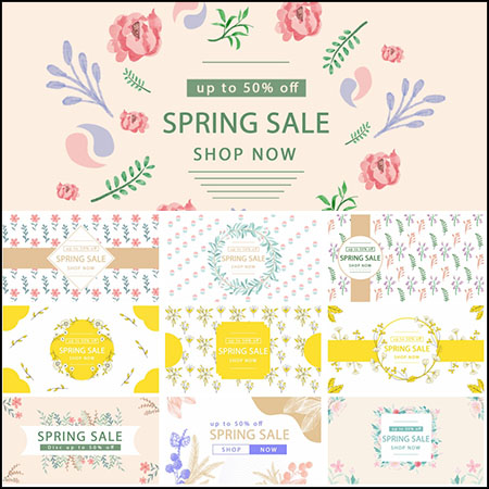 10春季花卉植物背景海报横幅蚂蚁图库精选PSD分层模板