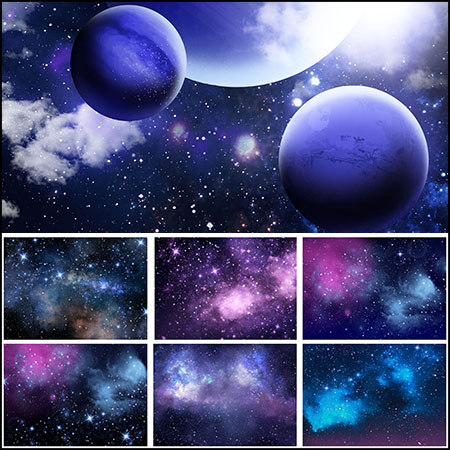 17款宇宙星空银河背景蚂蚁图库精选PSD分层模板