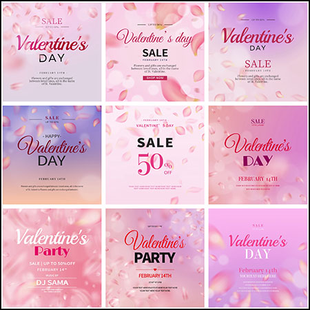 21款情人节商品促销打折横幅海报蚂蚁图库精选PSD分层模板