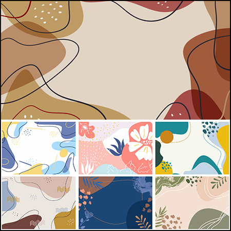 17款手绘抽象背景蚂蚁图库精选PSD分层模板