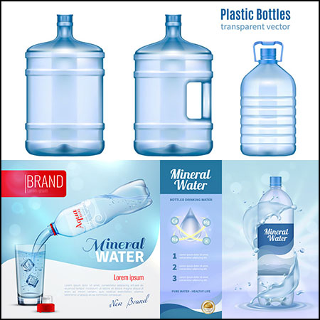 7套纯净水矿泉水海报纯净水瓶子插图蚂蚁素材网矢量素材精选