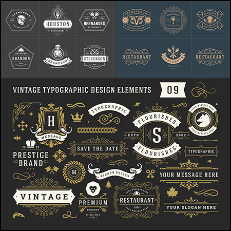 8套欧式花纹LOGO徽标标签标志蚂蚁素材网矢量素材精选