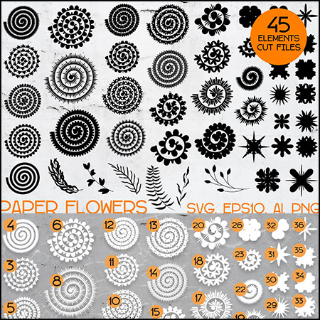 蚊香形状卷纸花和树叶蚂蚁素材网矢量插图精选