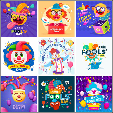 11款愚人节可爱卡通小丑插图蚂蚁素材网矢量素材精选