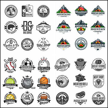 8套户外运动冒险旅游渡假咖啡店蜂蜜企业徽标LOGO标志