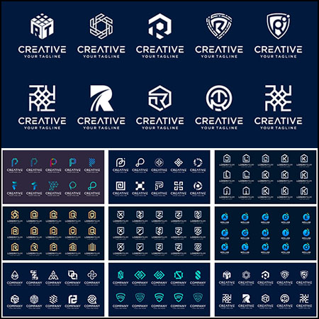 9套字母标志LOGO图标蚂蚁素材网矢量素材精选