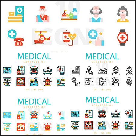 6套医疗服务图标集合SVG/PNG/EPS蚂蚁素材网矢量素材精选