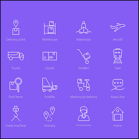16款物流运输ICONS图标PNG/SVG/AI蚂蚁素材网矢量素材精选
