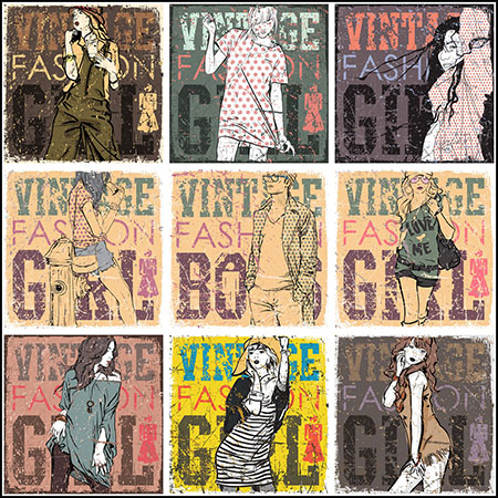 30款时尚复古女性杂志背景插图蚂蚁素材网矢量素材精选