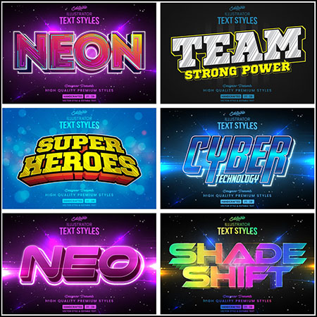 8款大气游戏风格3D立体艺术字蚂蚁素材网矢量模板精选