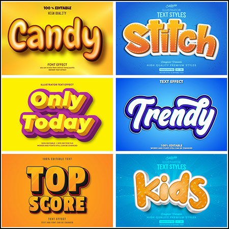 8款可编辑创意3D艺术字蚂蚁素材网矢量模板精选