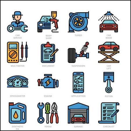 36款汽车维护维修汽车营销PNG/SVG/AI蚂蚁素材网矢量图标精选