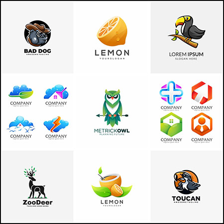 10款柠檬和鸟狗饮料等动物企业徽标LOGO标志蚂蚁素材网矢量素材精选