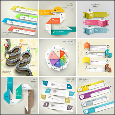10款贴签圆盘盘行公路信息图表蚂蚁素材网矢量模板精选