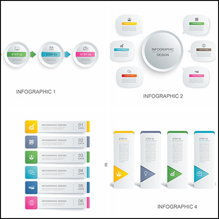 4套序号标签和圆形信息图表蚂蚁素材网矢量模板精选