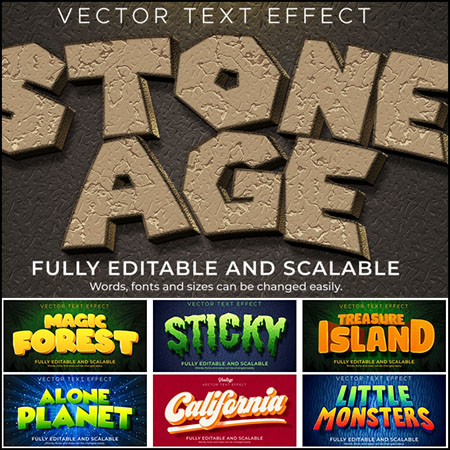 8款游戏风格艺术字文本样式矢量模版