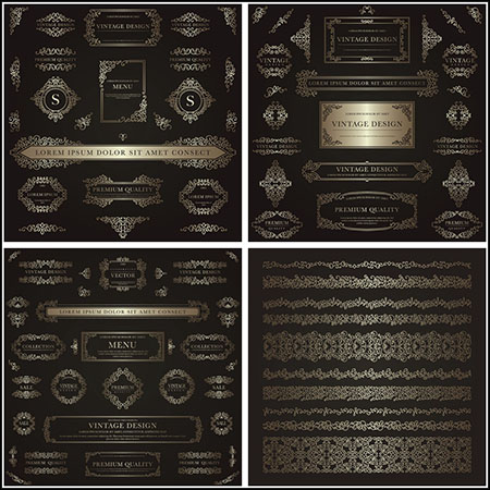 5套复古欧式花纹边框框架蚂蚁素材网矢量素材精选