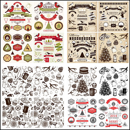 25套新年和圣诞节横幅背景装饰插图蚂蚁素材网矢量素材精选