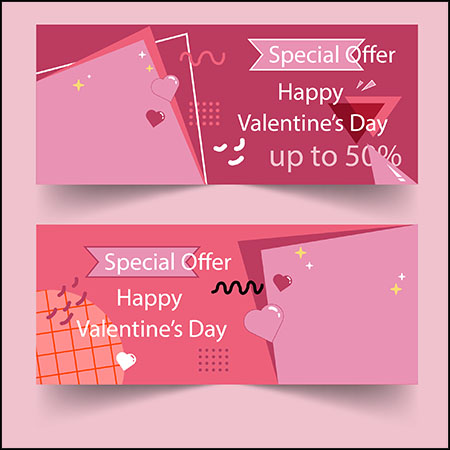 情人节粉红色横幅促销模板蚂蚁素材网矢量素材精选
