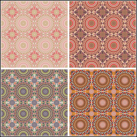 5款曼陀罗花纹纹理图案矢量无缝背景