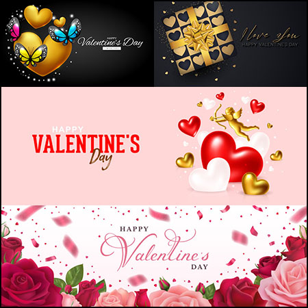 7款浪漫情人节横幅背景蚂蚁素材网矢量模板精选