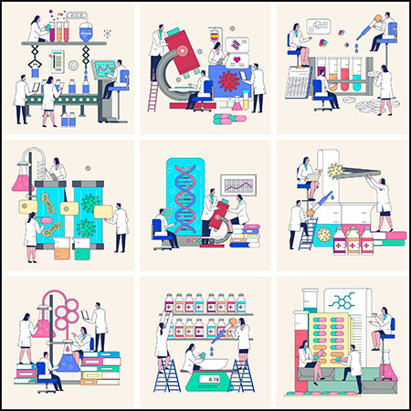 20款医学科研医疗生物科技研究插画AI素材