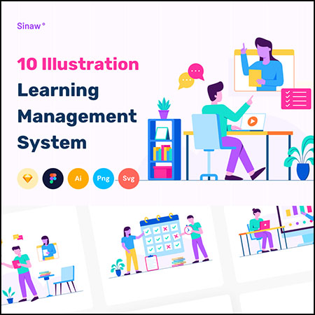 学习管理系统主题场景插图蚂蚁素材网矢量素材精选
