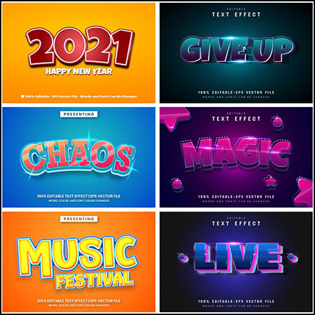 8款创意艺术字3D立体艺术字文本样式矢量模版3