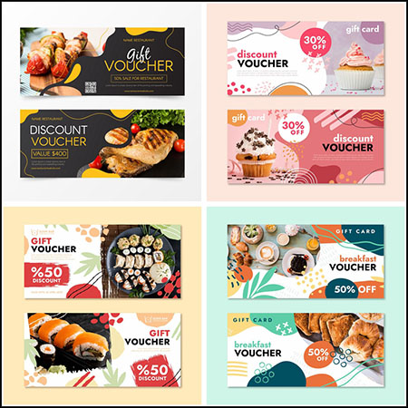 4套美食甜品打折交互网站横幅蚂蚁素材网矢量模板精选