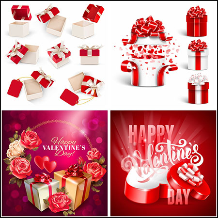 8套情人节礼物盒爱心礼物盒插图蚂蚁素材网矢量素材精选