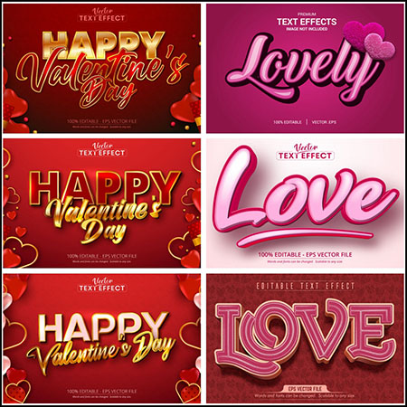 7款浪漫情人节LOVE英文艺术字蚂蚁素材网矢量插图精选