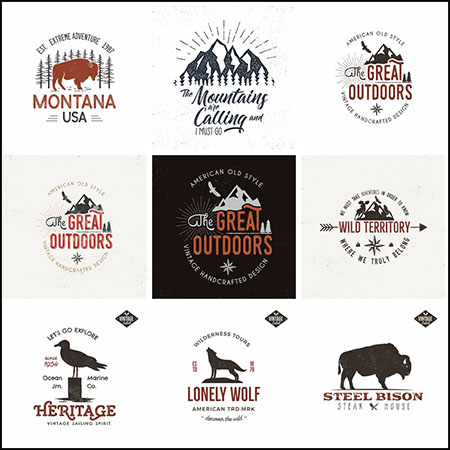 9款复古户外野生动物LOGO标志矢量徽标