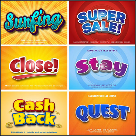 8款创意艺术字3D立体艺术字文本样式矢量模版7