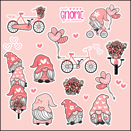 5套情人节可爱浪漫小矮人插图蚂蚁素材网矢量素材精选