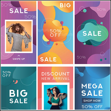 8款促销打折抽象背景横幅蚂蚁素材网矢量模板精选