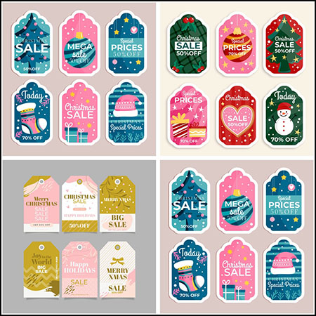 18款圣诞节打折促销标签吊牌蚂蚁素材网矢量模板精选