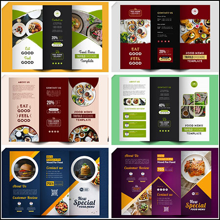 7款三折页餐厅点菜单蚂蚁素材网矢量模板精选