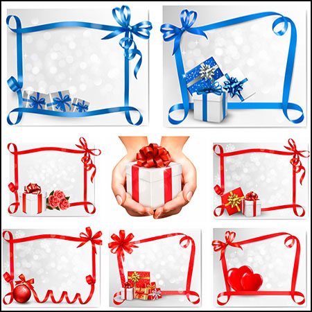 11款节日情人节丝带礼物盒边框蚂蚁素材网矢量素材精选