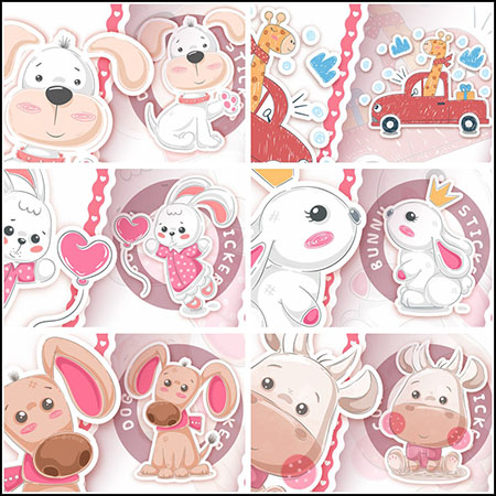 10款可爱情人节爱情卡通动物剪贴画蚂蚁素材网矢量插图精选