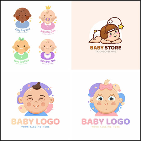 7款可爱卡通婴儿LOGO标志徽标蚂蚁素材网矢量素材精选