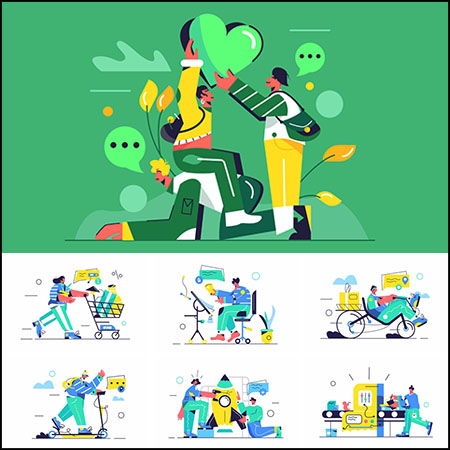 9款购物科技生活蚂蚁素材网矢量插图精选