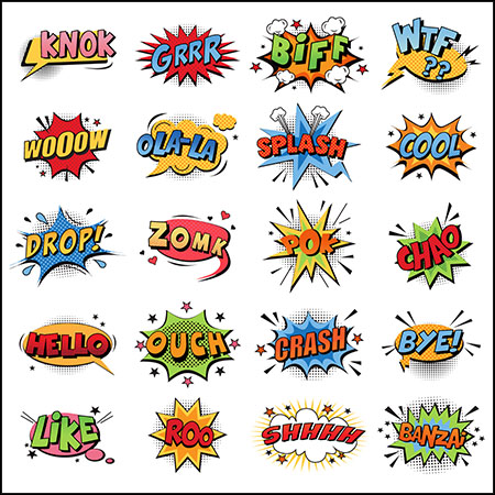 25个卡通爆炸效果贴纸标签蚂蚁素材网矢量素材精选