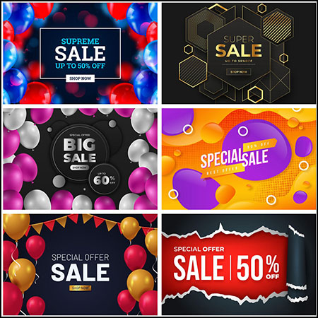 10款商场节日超级促销打折矢量横幅模板