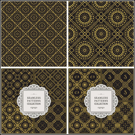 5款欧式花纹无缝背景图案蚂蚁素材网矢量素材精选