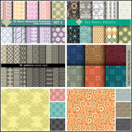 9套花纹图案无缝背景蚂蚁素材网矢量素材精选